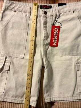 FUBU White Denim Cargo Shorts Y2K, Baggy Streetwear NWT